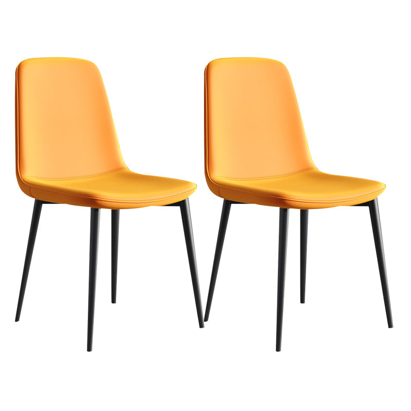 Contemporary Style Chair Kitchen Armless Chairs with Metal Legs Yellow 2 Piece Set Clearhalo 'Dining Chairs' 'Dining Tables & Seating' 'dining_chair' 'furn' 'furn_dining_chair' 'Furniture' 'furniture_dining_chair' 'Kitchen & Dining Furniture' 4792433