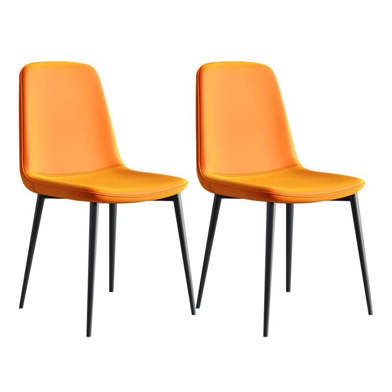 Contemporary Style Chair Kitchen Armless Chairs with Metal Legs Orange 2 Piece Set Clearhalo 'Dining Chairs' 'Dining Tables & Seating' 'dining_chair' 'furn' 'furn_dining_chair' 'Furniture' 'furniture_dining_chair' 'Kitchen & Dining Furniture' 4792436