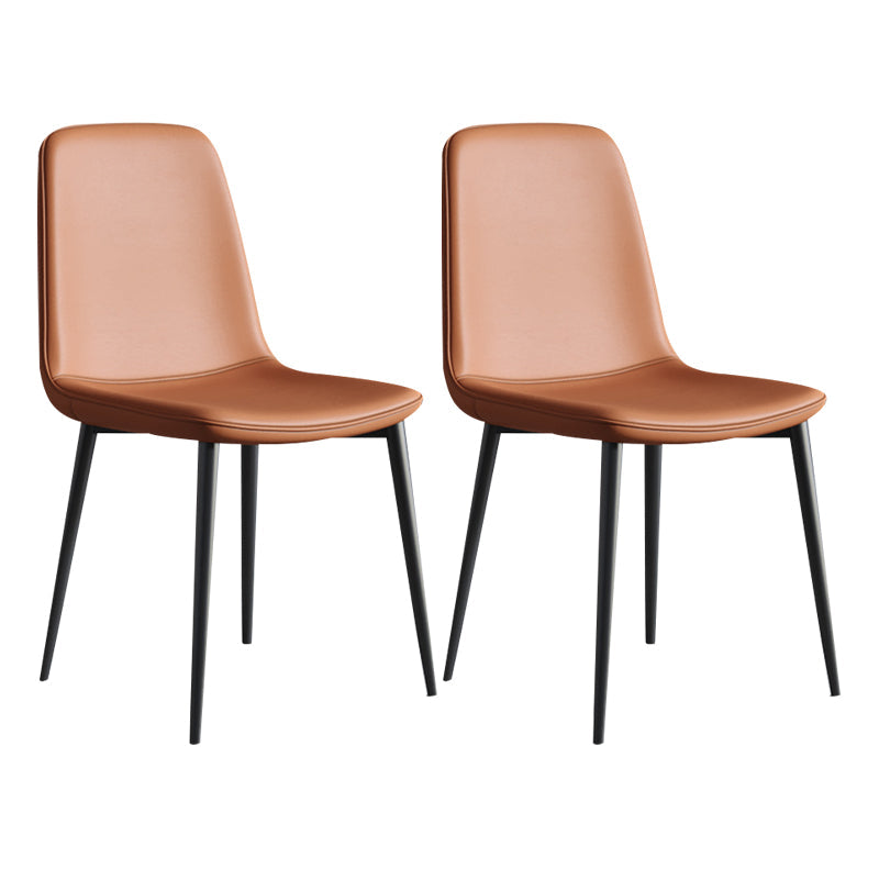 Contemporary Style Chair Kitchen Armless Chairs with Metal Legs Light Brown 2 Piece Set Clearhalo 'Dining Chairs' 'Dining Tables & Seating' 'dining_chair' 'furn' 'furn_dining_chair' 'Furniture' 'furniture_dining_chair' 'Kitchen & Dining Furniture' 4792440