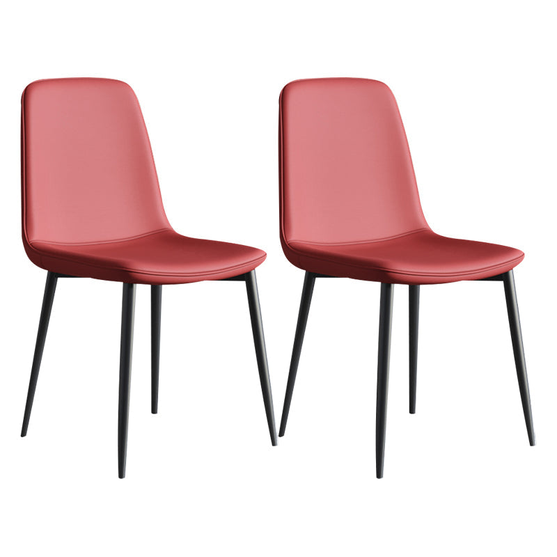 Contemporary Style Chair Kitchen Armless Chairs with Metal Legs Burgundy 2 Piece Set Clearhalo 'Dining Chairs' 'Dining Tables & Seating' 'dining_chair' 'furn' 'furn_dining_chair' 'Furniture' 'furniture_dining_chair' 'Kitchen & Dining Furniture' 4792442