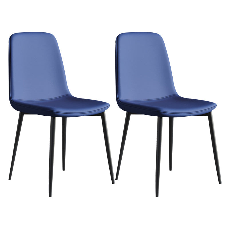 Contemporary Style Chair Kitchen Armless Chairs with Metal Legs Navy 2 Piece Set Clearhalo 'Dining Chairs' 'Dining Tables & Seating' 'dining_chair' 'furn' 'furn_dining_chair' 'Furniture' 'furniture_dining_chair' 'Kitchen & Dining Furniture' 4792444