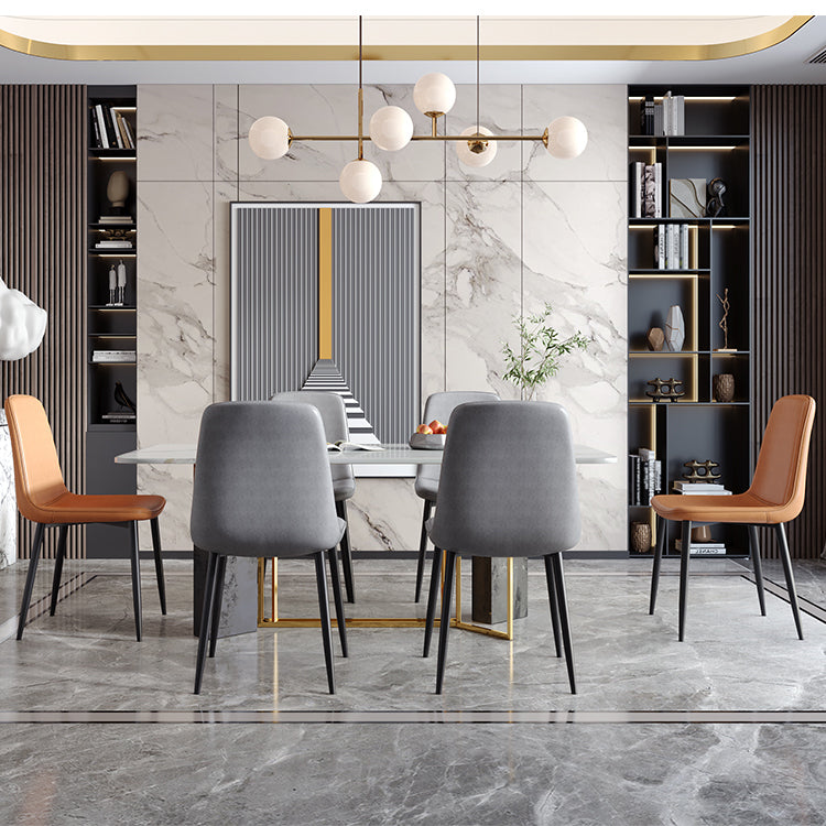 Contemporary Style Chair Kitchen Armless Chairs with Metal Legs Clearhalo 'Dining Chairs' 'Dining Tables & Seating' 'dining_chair' 'furn' 'furn_dining_chair' 'Furniture' 'furniture_dining_chair' 'Kitchen & Dining Furniture' 4792445