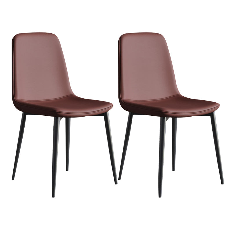 Contemporary Style Chair Kitchen Armless Chairs with Metal Legs Dark Brown 2 Piece Set Clearhalo 'Dining Chairs' 'Dining Tables & Seating' 'dining_chair' 'furn' 'furn_dining_chair' 'Furniture' 'furniture_dining_chair' 'Kitchen & Dining Furniture' 4792447