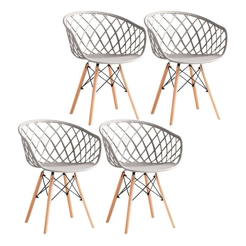 Contemporary Plastic Dining Armless Chair Cross Back Side Chair Grey Set of 4 Clearhalo 'Dining Chairs' 'Dining Tables & Seating' 'dining_chair' 'Furniture' 'furniture_dining_chair' 'Kitchen & Dining Furniture' 4792453
