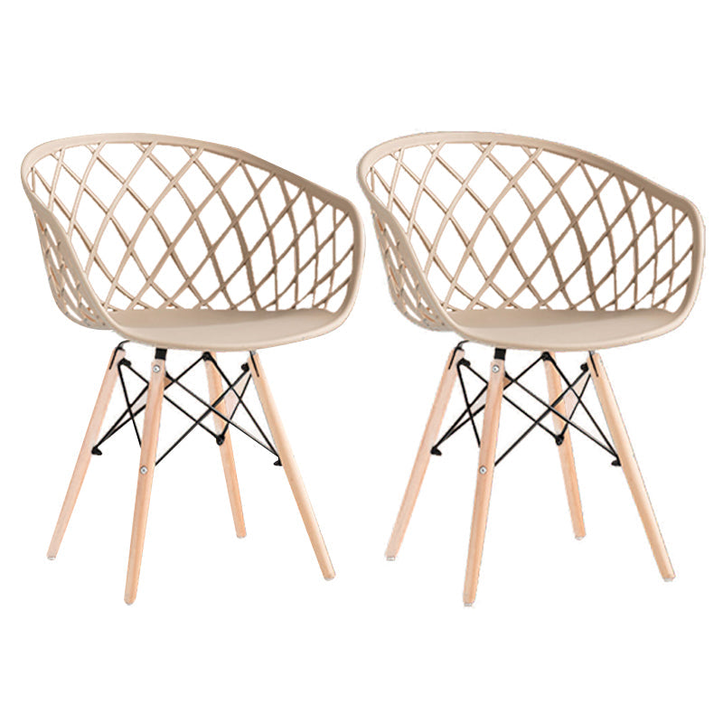Contemporary Plastic Dining Armless Chair Cross Back Side Chair Khaki Set of 2 Clearhalo 'Dining Chairs' 'Dining Tables & Seating' 'dining_chair' 'Furniture' 'furniture_dining_chair' 'Kitchen & Dining Furniture' 4792459