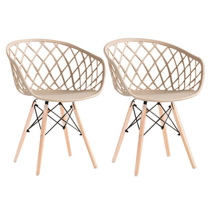 Contemporary Plastic Dining Armless Chair Cross Back Side Chair Khaki Set of 2 Clearhalo 'Dining Chairs' 'Dining Tables & Seating' 'dining_chair' 'Furniture' 'furniture_dining_chair' 'Kitchen & Dining Furniture' 4792459