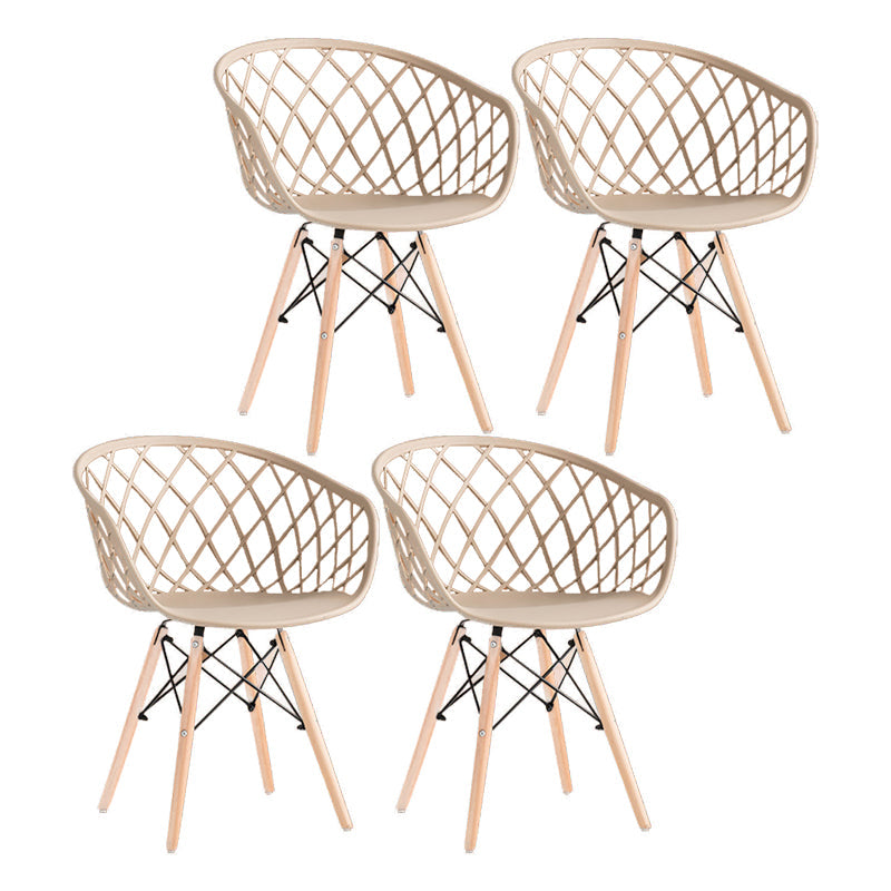 Contemporary Plastic Dining Armless Chair Cross Back Side Chair Khaki Set of 4 Clearhalo 'Dining Chairs' 'Dining Tables & Seating' 'dining_chair' 'Furniture' 'furniture_dining_chair' 'Kitchen & Dining Furniture' 4792461