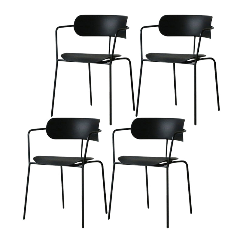 Contemporary Arm Plastic Side Chair for Home Open Back Side Chair Black 4 Piece Set Clearhalo 'Dining Chairs' 'Dining Tables & Seating' 'dining_chair' 'furn' 'furn_dining_chair' 'Furniture' 'furniture_dining_chair' 'Kitchen & Dining Furniture' 4792464