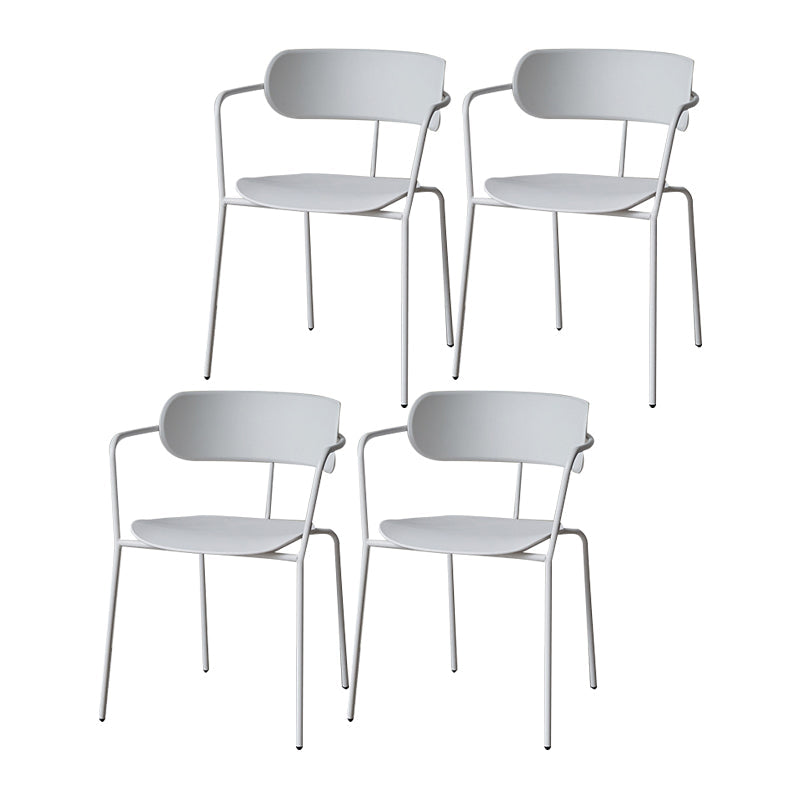 Contemporary Arm Plastic Side Chair for Home Open Back Side Chair White 4 Piece Set Clearhalo 'Dining Chairs' 'Dining Tables & Seating' 'dining_chair' 'furn' 'furn_dining_chair' 'Furniture' 'furniture_dining_chair' 'Kitchen & Dining Furniture' 4792467