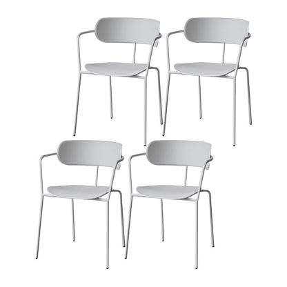 Contemporary Arm Plastic Side Chair for Home Open Back Side Chair White 4 Piece Set Clearhalo 'Dining Chairs' 'Dining Tables & Seating' 'dining_chair' 'furn' 'furn_dining_chair' 'Furniture' 'furniture_dining_chair' 'Kitchen & Dining Furniture' 4792467