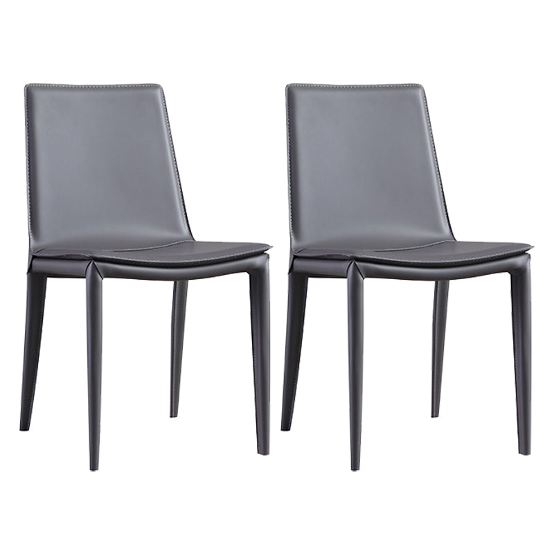 Contemporary Style Chair Kitchen Armless Chair with Metal Legs Dark Gray Set of 2 Clearhalo 'Dining Chairs' 'Dining Tables & Seating' 'dining_chair' 'Furniture' 'furniture_dining_chair' 'Kitchen & Dining Furniture' 4792486