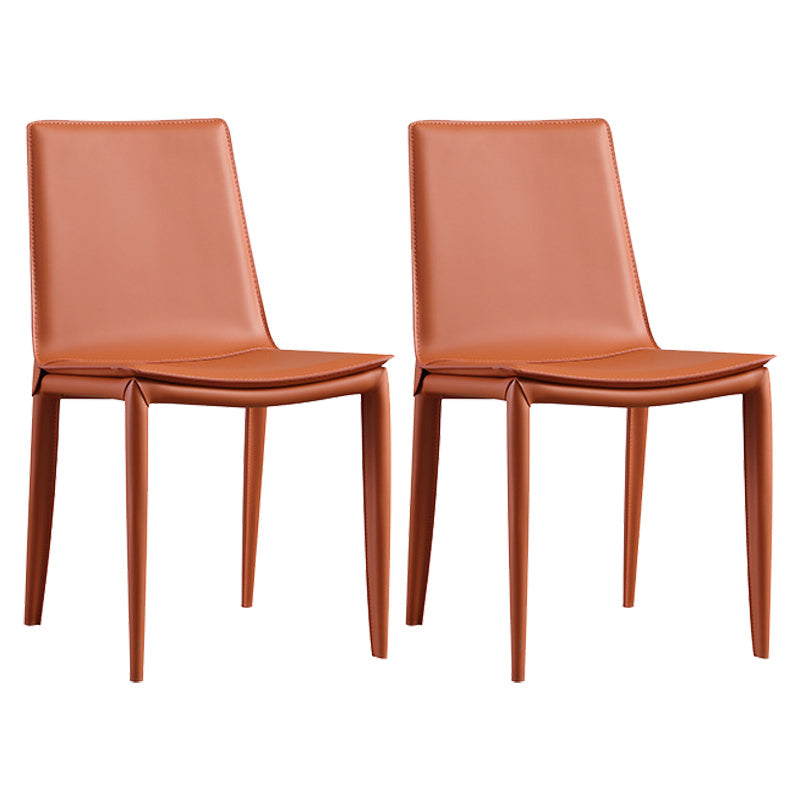 Contemporary Style Chair Kitchen Armless Chair with Metal Legs Orange Set of 2 Clearhalo 'Dining Chairs' 'Dining Tables & Seating' 'dining_chair' 'Furniture' 'furniture_dining_chair' 'Kitchen & Dining Furniture' 4792491