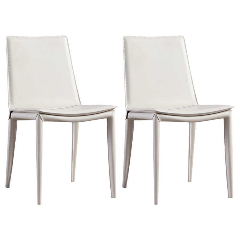 Contemporary Style Chair Kitchen Armless Chair with Metal Legs Off-White Set of 2 Clearhalo 'Dining Chairs' 'Dining Tables & Seating' 'dining_chair' 'Furniture' 'furniture_dining_chair' 'Kitchen & Dining Furniture' 4792493