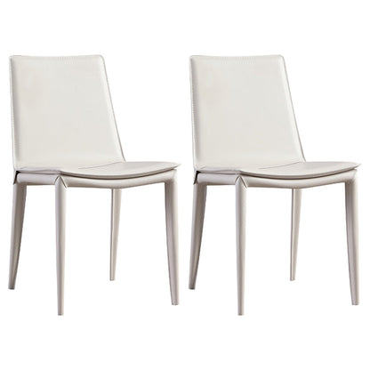 Contemporary Style Chair Kitchen Armless Chair with Metal Legs Off-White Set of 2 Clearhalo 'Dining Chairs' 'Dining Tables & Seating' 'dining_chair' 'Furniture' 'furniture_dining_chair' 'Kitchen & Dining Furniture' 4792493