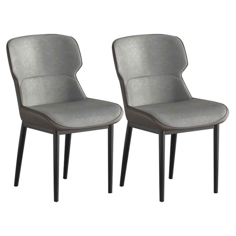 Contemporary Style Chair Kitchen Arm Side Chair with Metal Legs Dark Gray Set of 2 Clearhalo 'Dining Chairs' 'Dining Tables & Seating' 'dining_chair' 'Furniture' 'furniture_dining_chair' 'Kitchen & Dining Furniture' 4792507