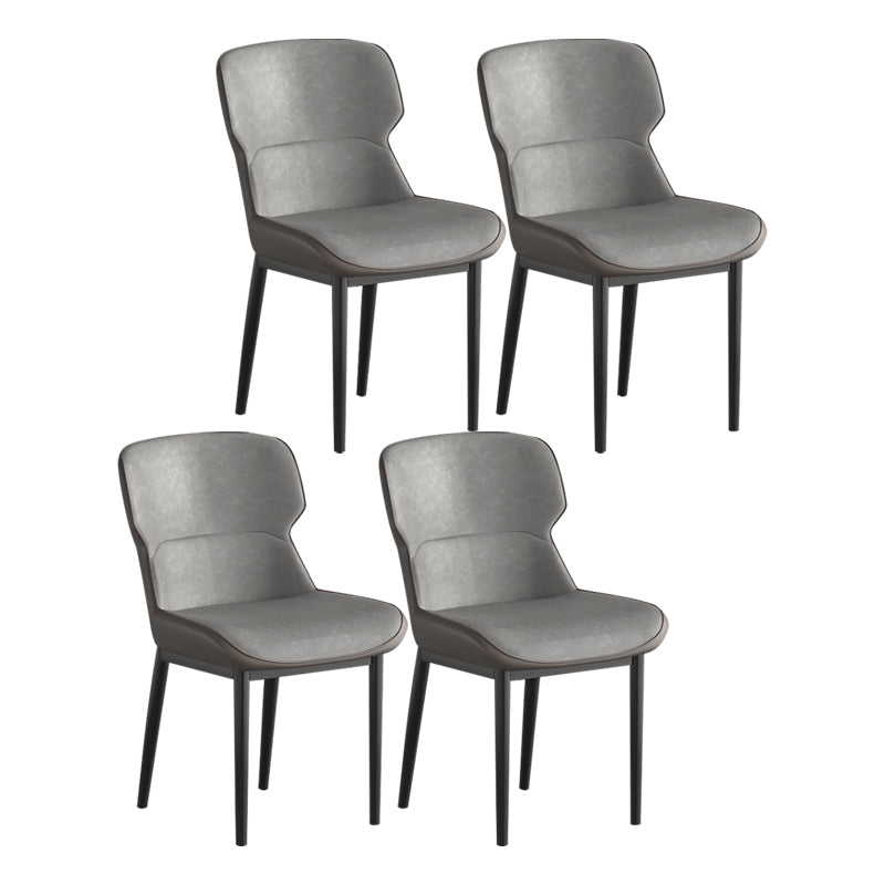 Contemporary Style Chair Kitchen Arm Side Chair with Metal Legs Dark Gray Set of 4 Clearhalo 'Dining Chairs' 'Dining Tables & Seating' 'dining_chair' 'Furniture' 'furniture_dining_chair' 'Kitchen & Dining Furniture' 4792509