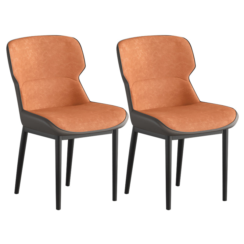 Contemporary Style Chair Kitchen Arm Side Chair with Metal Legs Orange Set of 2 Clearhalo 'Dining Chairs' 'Dining Tables & Seating' 'dining_chair' 'Furniture' 'furniture_dining_chair' 'Kitchen & Dining Furniture' 4792513