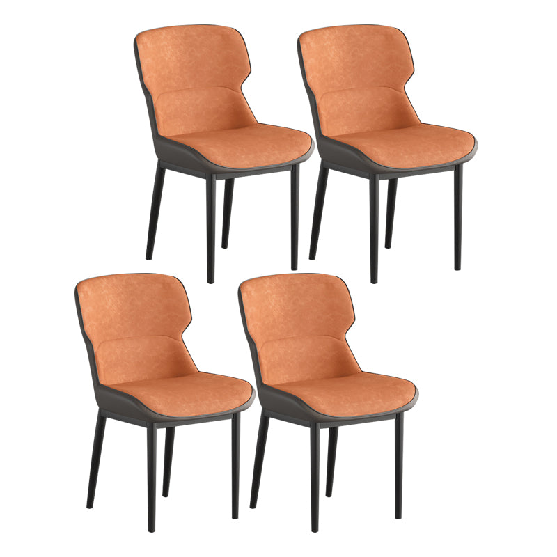 Contemporary Style Chair Kitchen Arm Side Chair with Metal Legs Orange Set of 4 Clearhalo 'Dining Chairs' 'Dining Tables & Seating' 'dining_chair' 'Furniture' 'furniture_dining_chair' 'Kitchen & Dining Furniture' 4792515