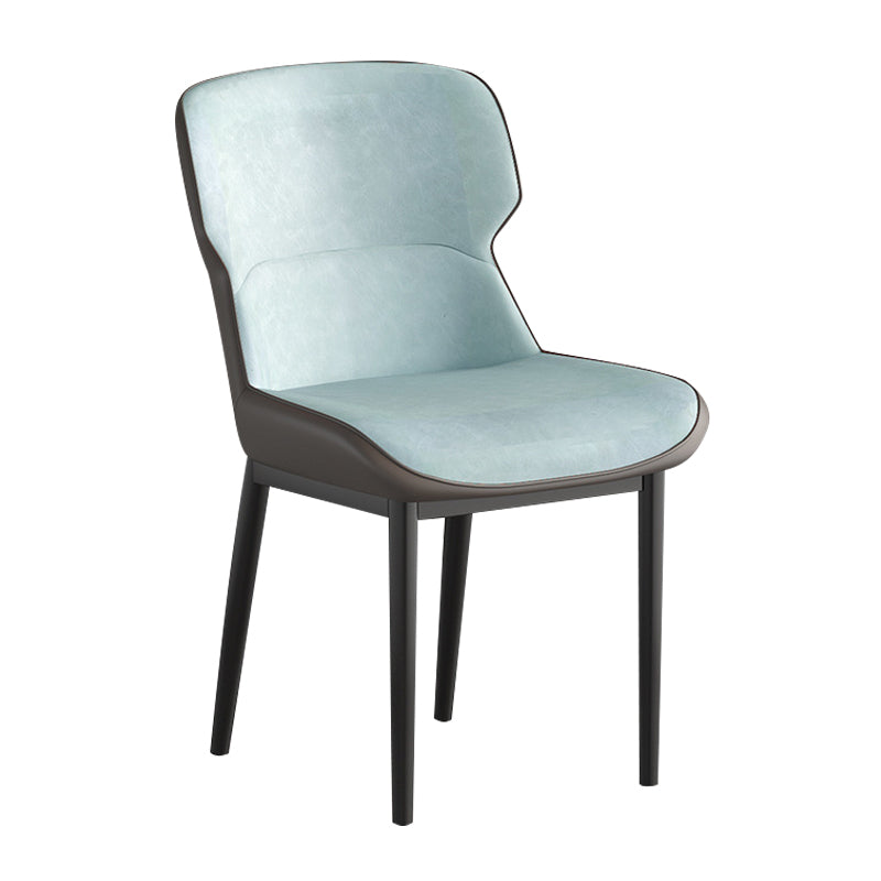 Contemporary Style Chair Kitchen Arm Side Chair with Metal Legs Light Blue 1 Piece Clearhalo 'Dining Chairs' 'Dining Tables & Seating' 'dining_chair' 'Furniture' 'furniture_dining_chair' 'Kitchen & Dining Furniture' 4792516