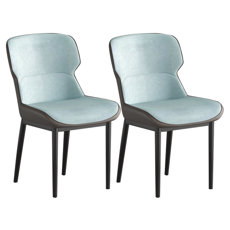 Contemporary Style Chair Kitchen Arm Side Chair with Metal Legs Light Blue Set of 2 Clearhalo 'Dining Chairs' 'Dining Tables & Seating' 'dining_chair' 'Furniture' 'furniture_dining_chair' 'Kitchen & Dining Furniture' 4792519