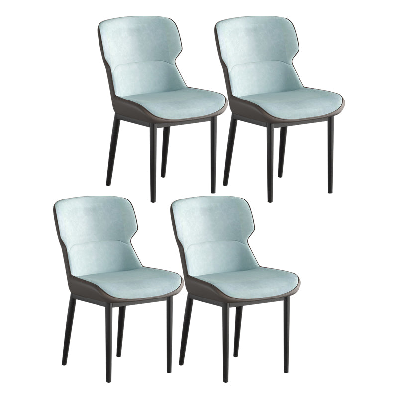Contemporary Style Chair Kitchen Arm Side Chair with Metal Legs Light Blue Set of 4 Clearhalo 'Dining Chairs' 'Dining Tables & Seating' 'dining_chair' 'Furniture' 'furniture_dining_chair' 'Kitchen & Dining Furniture' 4792520