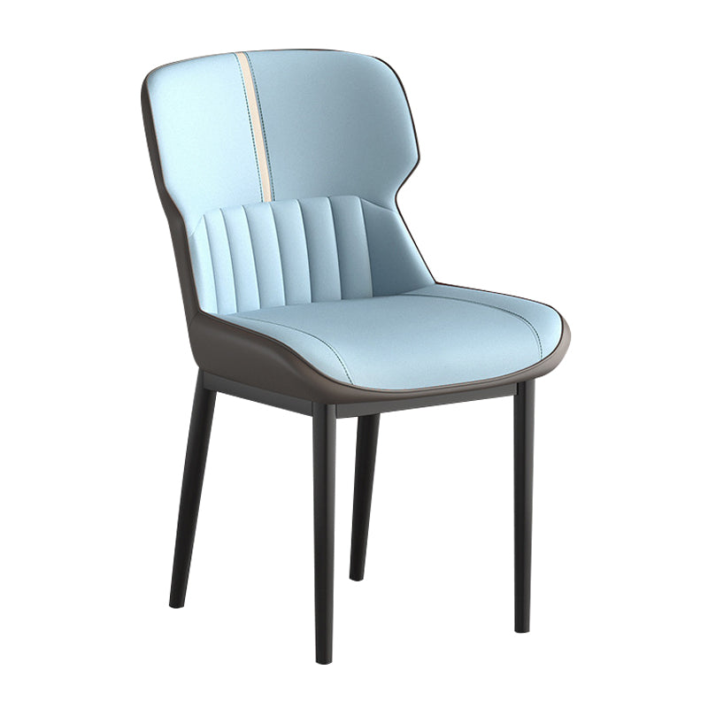 Contemporary Style Chair Kitchen Arm Side Chair with Metal Legs Sky Blue 1 Piece Clearhalo 'Dining Chairs' 'Dining Tables & Seating' 'dining_chair' 'Furniture' 'furniture_dining_chair' 'Kitchen & Dining Furniture' 4792523