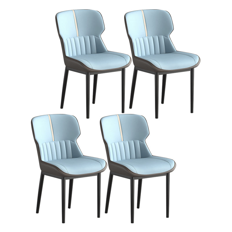 Contemporary Style Chair Kitchen Arm Side Chair with Metal Legs Sky Blue Set of 4 Clearhalo 'Dining Chairs' 'Dining Tables & Seating' 'dining_chair' 'Furniture' 'furniture_dining_chair' 'Kitchen & Dining Furniture' 4792525