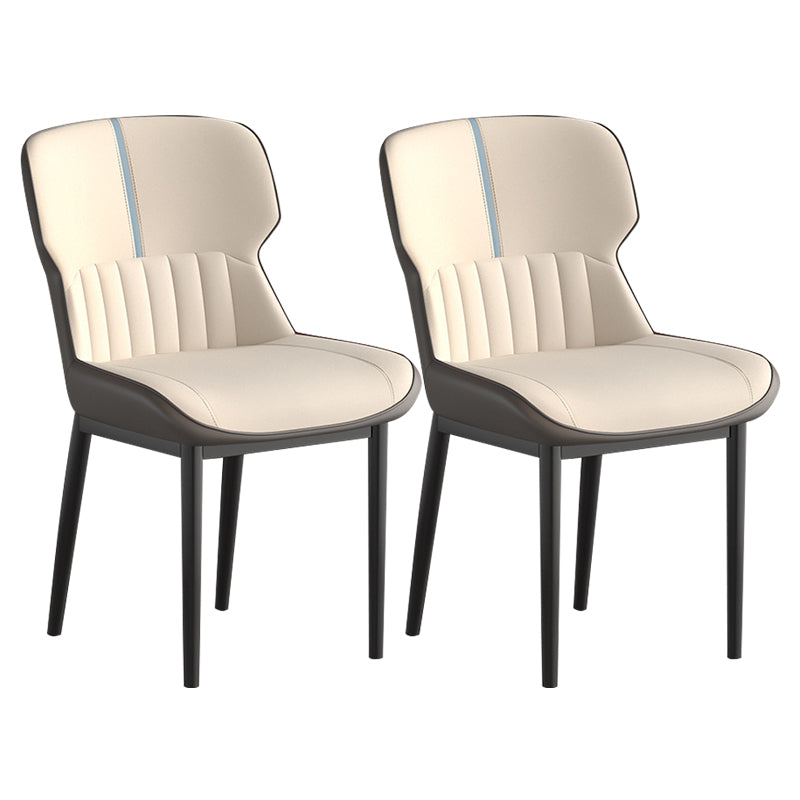 Contemporary Style Chair Kitchen Arm Side Chair with Metal Legs Beige Set of 2 Clearhalo 'Dining Chairs' 'Dining Tables & Seating' 'dining_chair' 'Furniture' 'furniture_dining_chair' 'Kitchen & Dining Furniture' 4792527