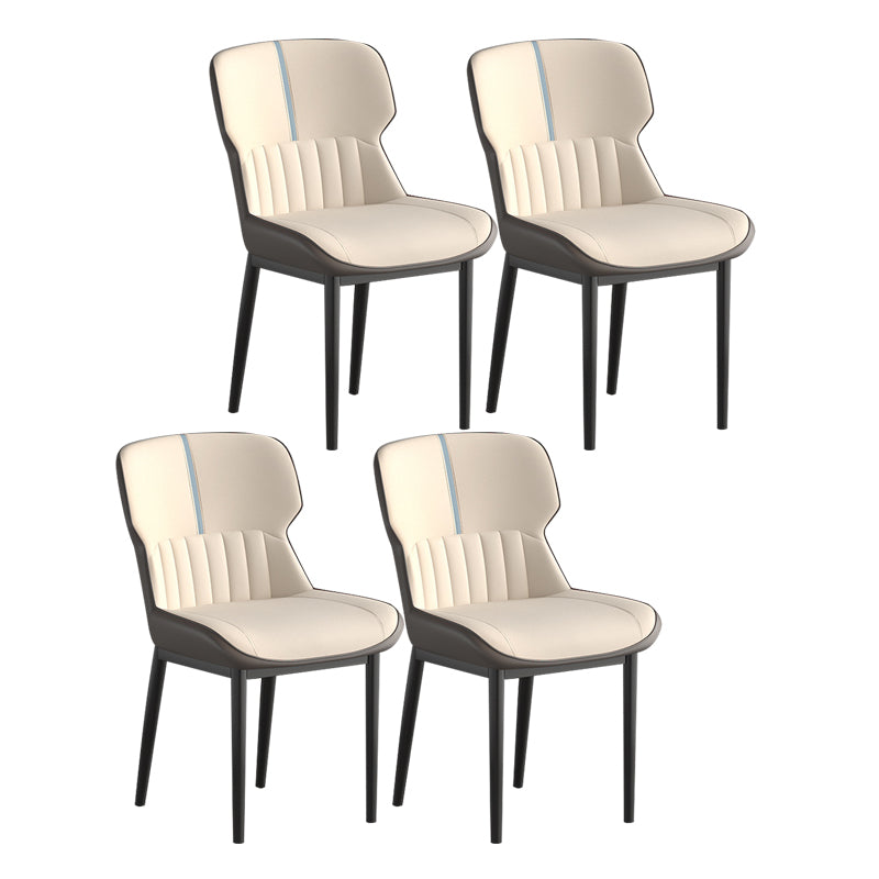 Contemporary Style Chair Kitchen Arm Side Chair with Metal Legs Beige Set of 4 Clearhalo 'Dining Chairs' 'Dining Tables & Seating' 'dining_chair' 'Furniture' 'furniture_dining_chair' 'Kitchen & Dining Furniture' 4792528