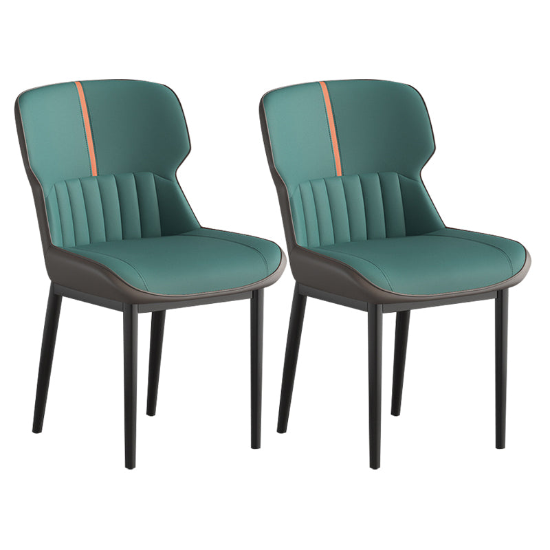 Contemporary Style Chair Kitchen Arm Side Chair with Metal Legs Peacock Blue Set of 2 Clearhalo 'Dining Chairs' 'Dining Tables & Seating' 'dining_chair' 'Furniture' 'furniture_dining_chair' 'Kitchen & Dining Furniture' 4792530