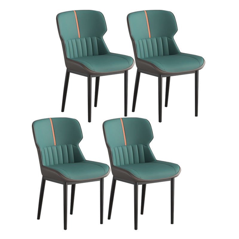 Contemporary Style Chair Kitchen Arm Side Chair with Metal Legs Peacock Blue Set of 4 Clearhalo 'Dining Chairs' 'Dining Tables & Seating' 'dining_chair' 'Furniture' 'furniture_dining_chair' 'Kitchen & Dining Furniture' 4792531