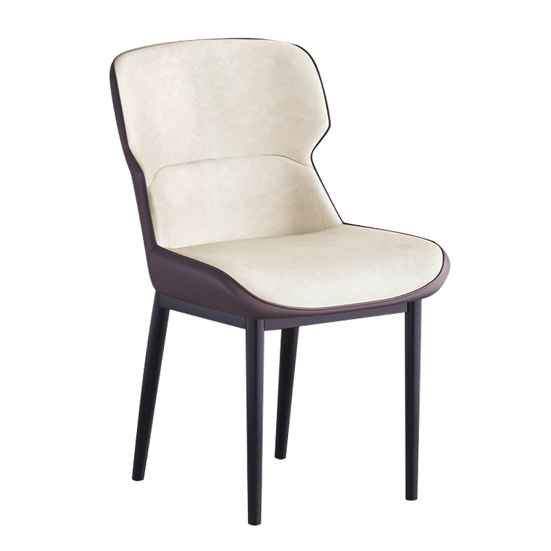 Contemporary Style Chair Kitchen Arm Side Chair with Metal Legs Off-White 1 Piece Clearhalo 'Dining Chairs' 'Dining Tables & Seating' 'dining_chair' 'Furniture' 'furniture_dining_chair' 'Kitchen & Dining Furniture' 4792535
