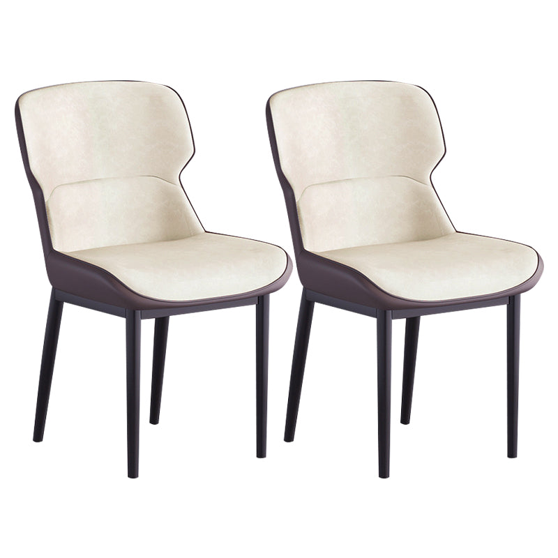 Contemporary Style Chair Kitchen Arm Side Chair with Metal Legs Off-White Set of 2 Clearhalo 'Dining Chairs' 'Dining Tables & Seating' 'dining_chair' 'Furniture' 'furniture_dining_chair' 'Kitchen & Dining Furniture' 4792536