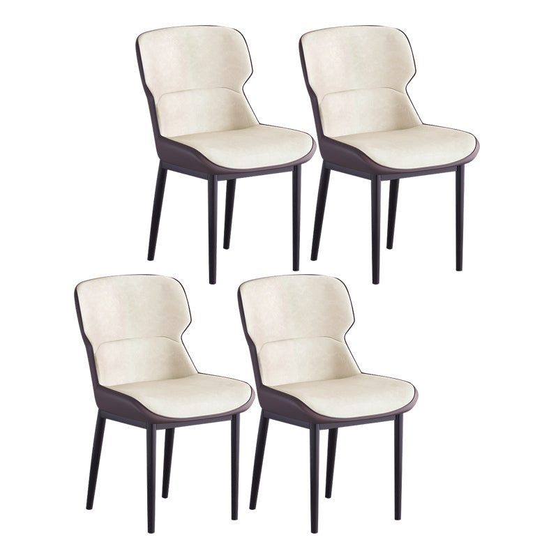 Contemporary Style Chair Kitchen Arm Side Chair with Metal Legs Off-White Set of 4 Clearhalo 'Dining Chairs' 'Dining Tables & Seating' 'dining_chair' 'Furniture' 'furniture_dining_chair' 'Kitchen & Dining Furniture' 4792537