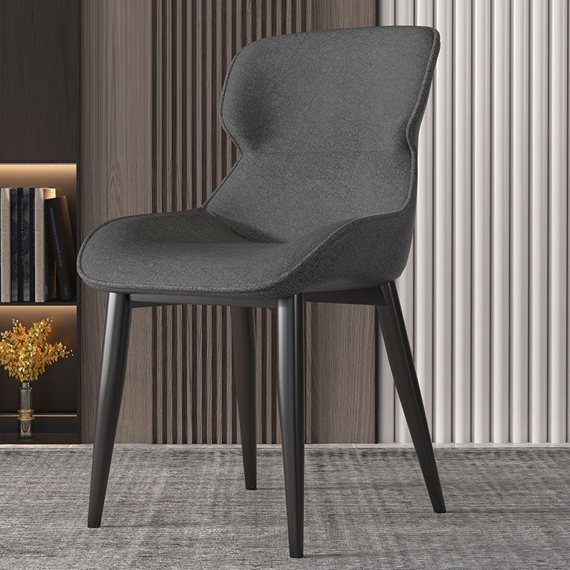 Contemporary Style Chair Kitchen Arm Side Chairs with Metal Legs Dark Gray 1 Piece Clearhalo 'Dining Chairs' 'Dining Tables & Seating' 'dining_chair' 'Furniture' 'furniture_dining_chair' 'Kitchen & Dining Furniture' 4792540