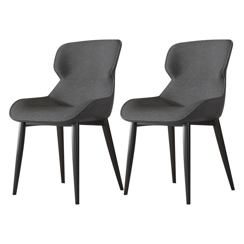 Contemporary Style Chair Kitchen Arm Side Chairs with Metal Legs Dark Gray Set of 2 Clearhalo 'Dining Chairs' 'Dining Tables & Seating' 'dining_chair' 'Furniture' 'furniture_dining_chair' 'Kitchen & Dining Furniture' 4792541