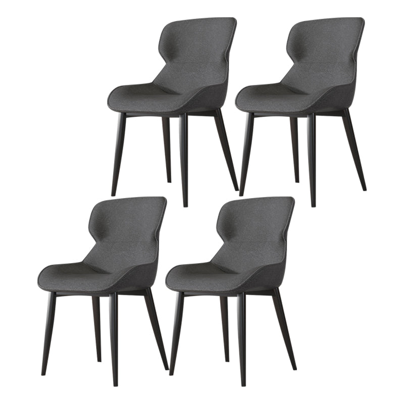 Contemporary Style Chair Kitchen Arm Side Chairs with Metal Legs Dark Gray Set of 4 Clearhalo 'Dining Chairs' 'Dining Tables & Seating' 'dining_chair' 'Furniture' 'furniture_dining_chair' 'Kitchen & Dining Furniture' 4792543