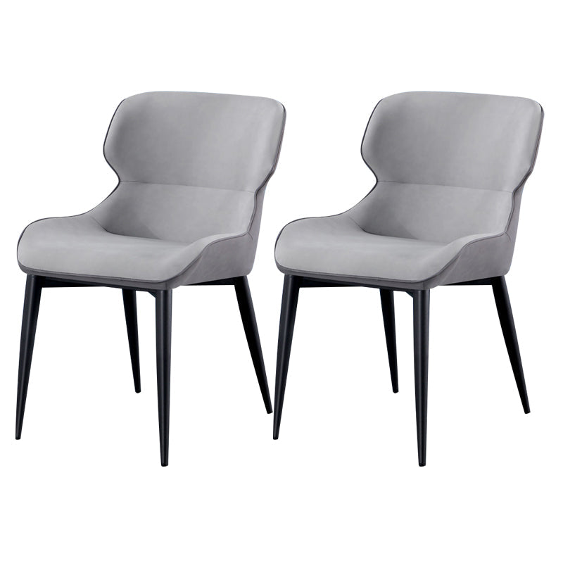 Contemporary Style Chair Kitchen Arm Side Chairs with Metal Legs Light Gray Set of 2 Clearhalo 'Dining Chairs' 'Dining Tables & Seating' 'dining_chair' 'Furniture' 'furniture_dining_chair' 'Kitchen & Dining Furniture' 4792548