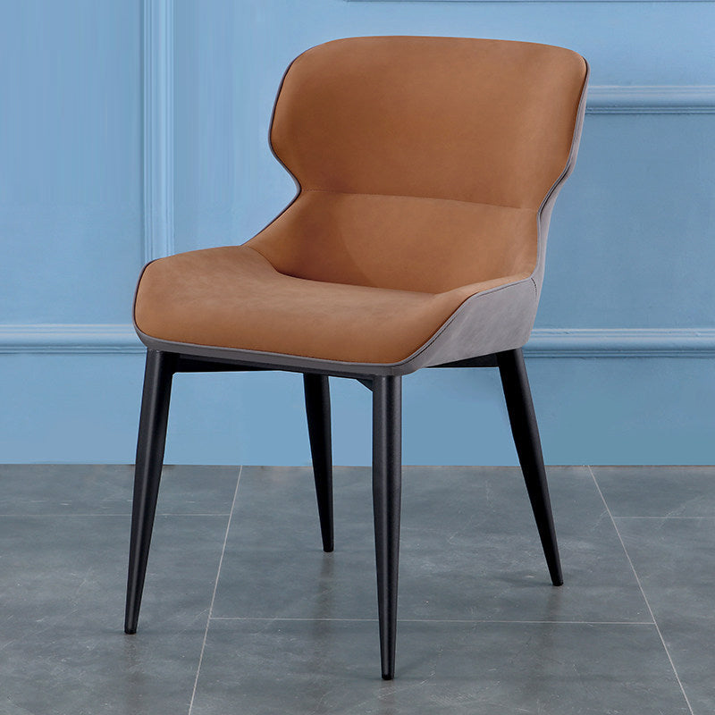 Contemporary Style Chair Kitchen Arm Side Chairs with Metal Legs Khaki 1 Piece Clearhalo 'Dining Chairs' 'Dining Tables & Seating' 'dining_chair' 'Furniture' 'furniture_dining_chair' 'Kitchen & Dining Furniture' 4792561