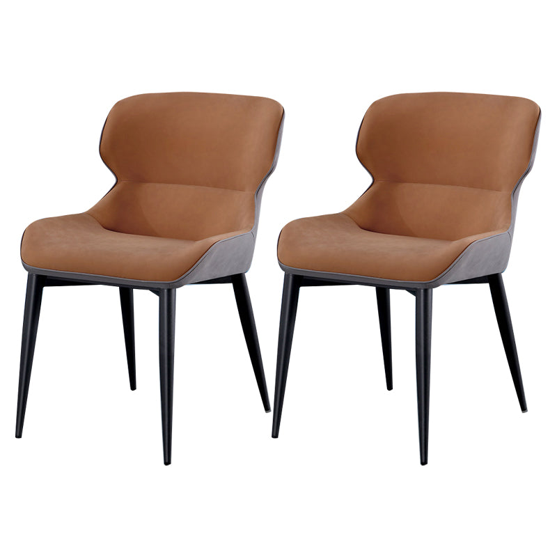 Contemporary Style Chair Kitchen Arm Side Chairs with Metal Legs Khaki Set of 2 Clearhalo 'Dining Chairs' 'Dining Tables & Seating' 'dining_chair' 'Furniture' 'furniture_dining_chair' 'Kitchen & Dining Furniture' 4792562
