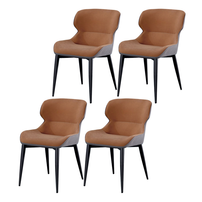 Contemporary Style Chair Kitchen Arm Side Chairs with Metal Legs Khaki Set of 4 Clearhalo 'Dining Chairs' 'Dining Tables & Seating' 'dining_chair' 'Furniture' 'furniture_dining_chair' 'Kitchen & Dining Furniture' 4792563
