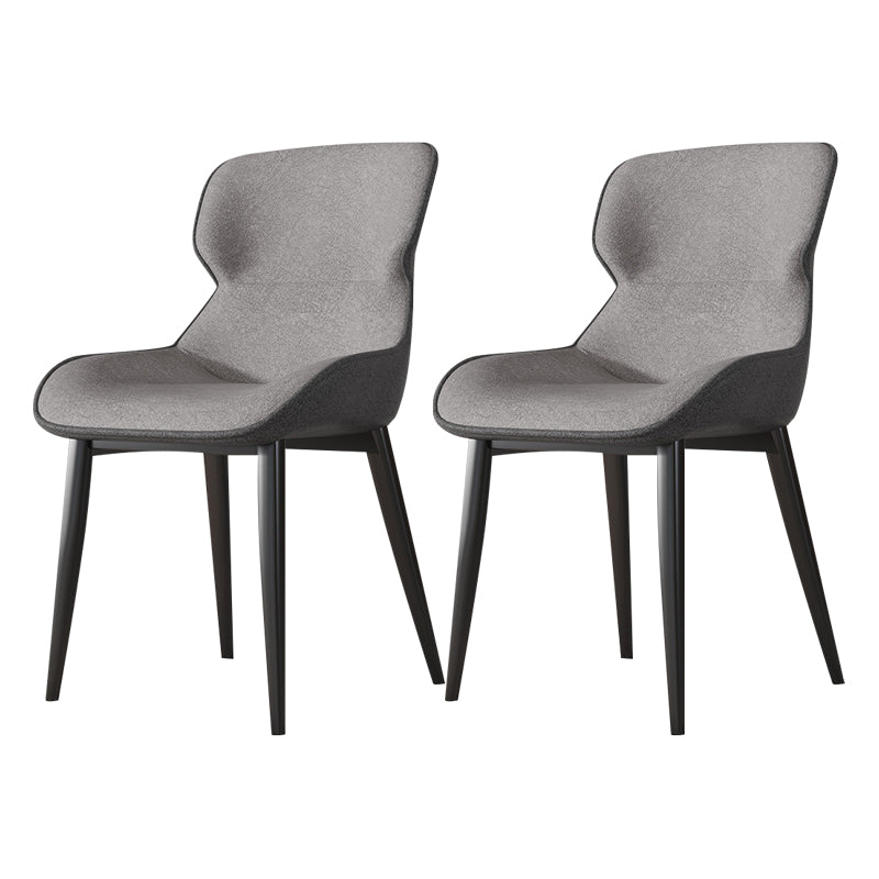 Contemporary Style Chair Kitchen Arm Side Chairs with Metal Legs Silver Gray Set of 2 Clearhalo 'Dining Chairs' 'Dining Tables & Seating' 'dining_chair' 'Furniture' 'furniture_dining_chair' 'Kitchen & Dining Furniture' 4792568