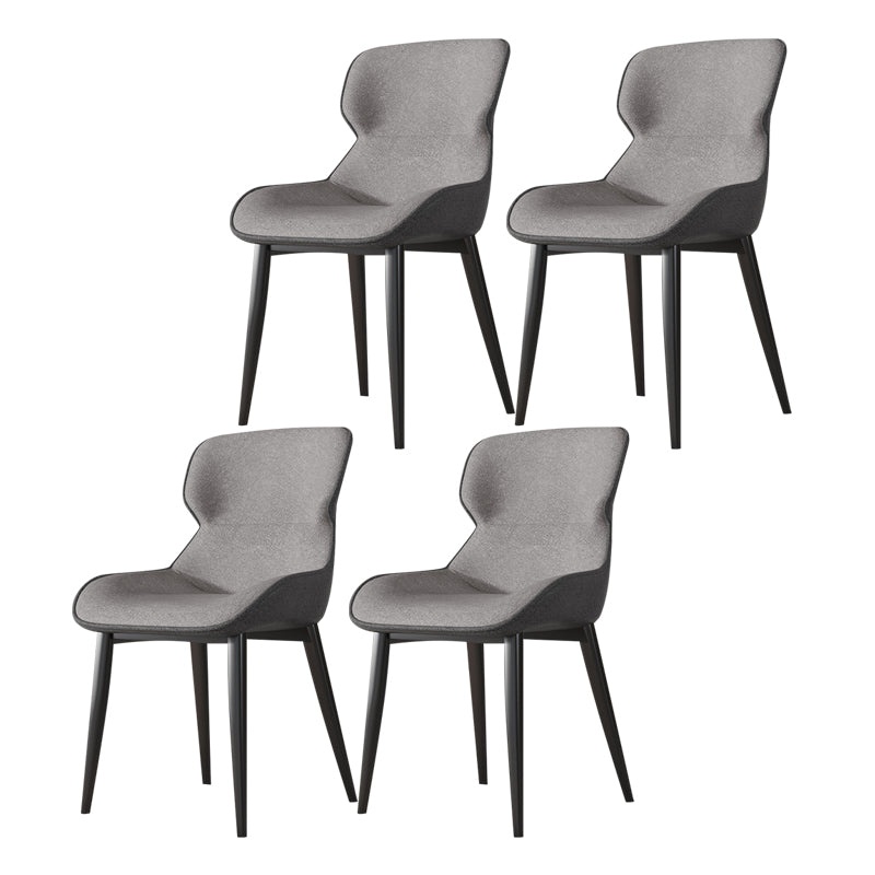 Contemporary Style Chair Kitchen Arm Side Chairs with Metal Legs Silver Gray Set of 4 Clearhalo 'Dining Chairs' 'Dining Tables & Seating' 'dining_chair' 'Furniture' 'furniture_dining_chair' 'Kitchen & Dining Furniture' 4792569