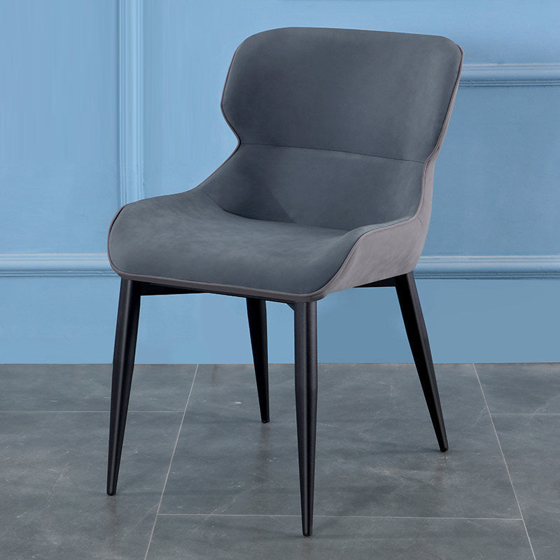 Contemporary Style Chair Kitchen Arm Side Chairs with Metal Legs Dark Blue 1 Piece Clearhalo 'Dining Chairs' 'Dining Tables & Seating' 'dining_chair' 'Furniture' 'furniture_dining_chair' 'Kitchen & Dining Furniture' 4792570