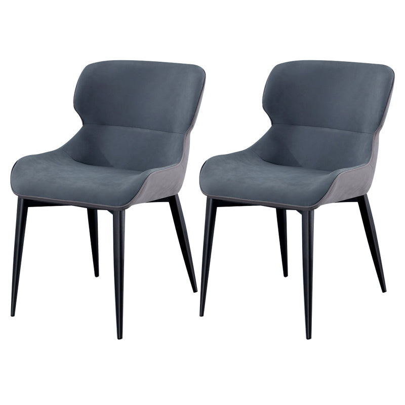 Contemporary Style Chair Kitchen Arm Side Chairs with Metal Legs Dark Blue Set of 2 Clearhalo 'Dining Chairs' 'Dining Tables & Seating' 'dining_chair' 'Furniture' 'furniture_dining_chair' 'Kitchen & Dining Furniture' 4792571