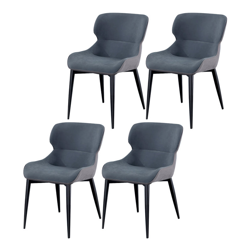 Contemporary Style Chair Kitchen Arm Side Chairs with Metal Legs Dark Blue Set of 4 Clearhalo 'Dining Chairs' 'Dining Tables & Seating' 'dining_chair' 'Furniture' 'furniture_dining_chair' 'Kitchen & Dining Furniture' 4792572