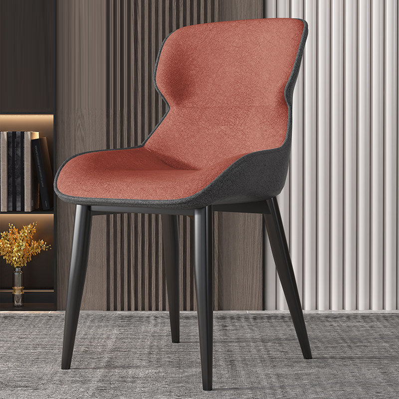 Contemporary Style Chair Kitchen Arm Side Chairs with Metal Legs Orange 1 Piece Clearhalo 'Dining Chairs' 'Dining Tables & Seating' 'dining_chair' 'Furniture' 'furniture_dining_chair' 'Kitchen & Dining Furniture' 4792573