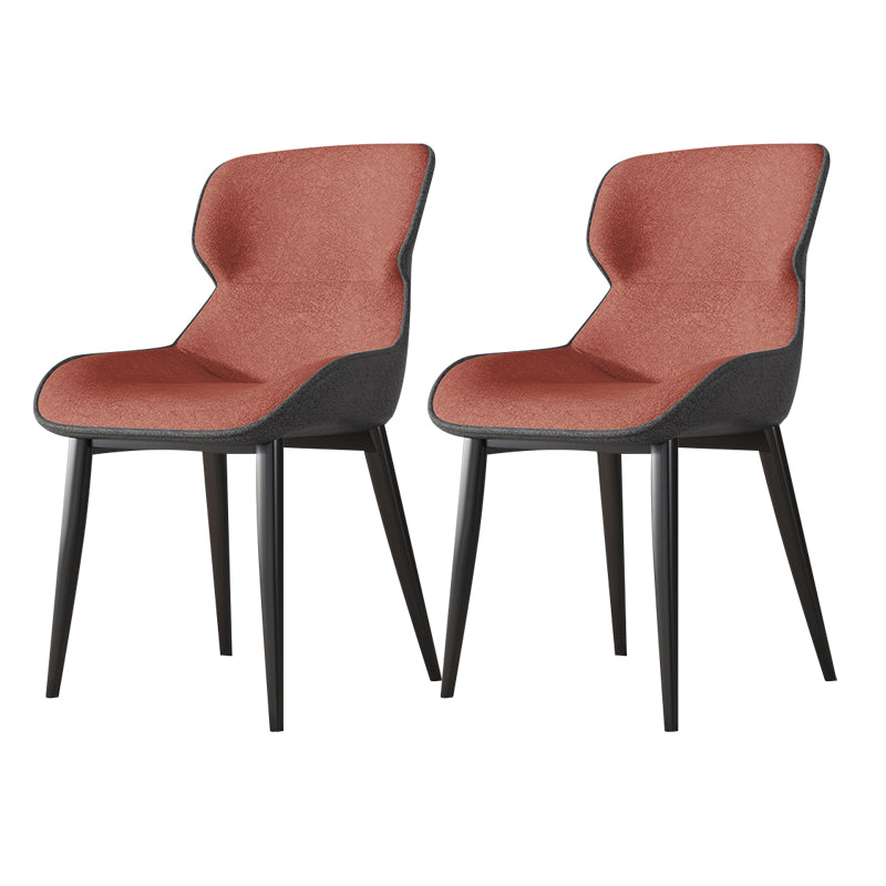 Contemporary Style Chair Kitchen Arm Side Chairs with Metal Legs Orange Set of 2 Clearhalo 'Dining Chairs' 'Dining Tables & Seating' 'dining_chair' 'Furniture' 'furniture_dining_chair' 'Kitchen & Dining Furniture' 4792574