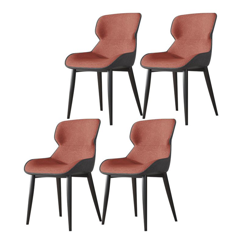 Contemporary Style Chair Kitchen Arm Side Chairs with Metal Legs Orange Set of 4 Clearhalo 'Dining Chairs' 'Dining Tables & Seating' 'dining_chair' 'Furniture' 'furniture_dining_chair' 'Kitchen & Dining Furniture' 4792575