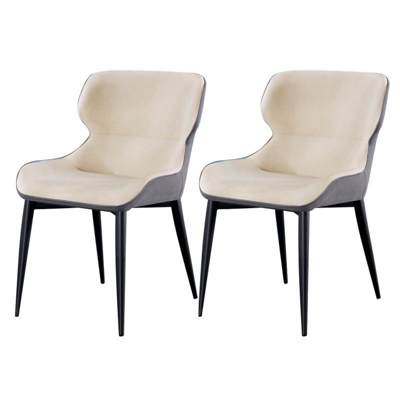 Contemporary Style Chair Kitchen Arm Side Chairs with Metal Legs Off-White Set of 2 Clearhalo 'Dining Chairs' 'Dining Tables & Seating' 'dining_chair' 'Furniture' 'furniture_dining_chair' 'Kitchen & Dining Furniture' 4792577